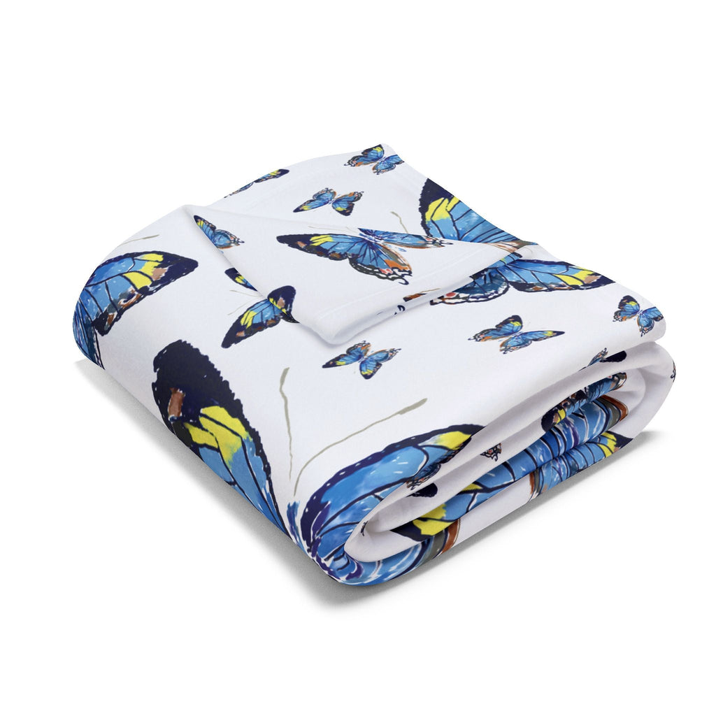 Butterfly Flutter Arctic Fleece Blankets - Blue Cava