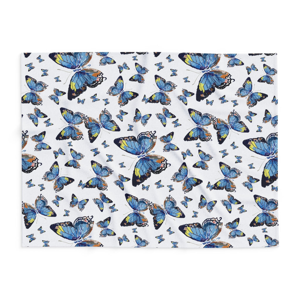 Butterfly Flutter Arctic Fleece Blankets - Blue Cava