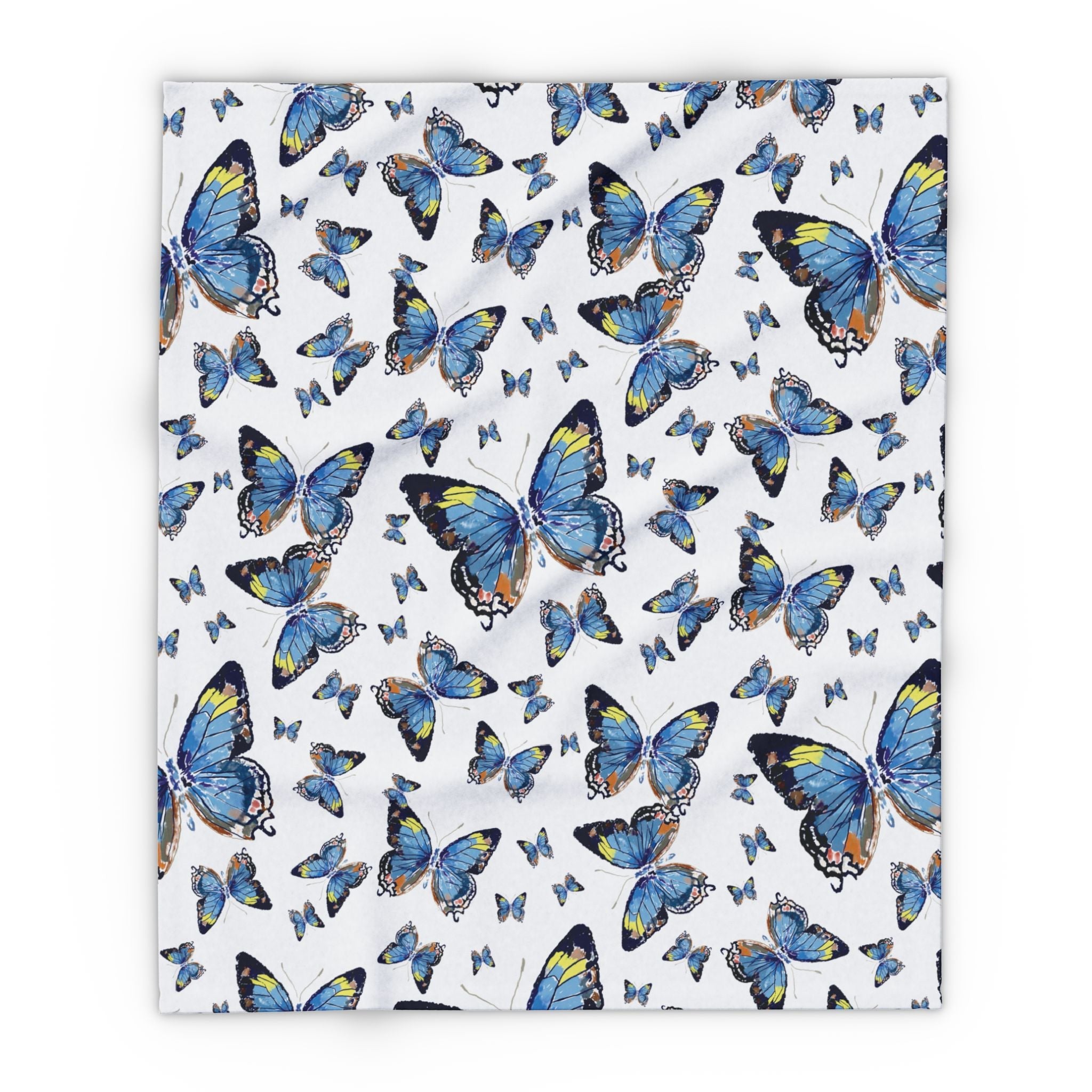 Butterfly Flutter Arctic Fleece Blankets - Blue Cava