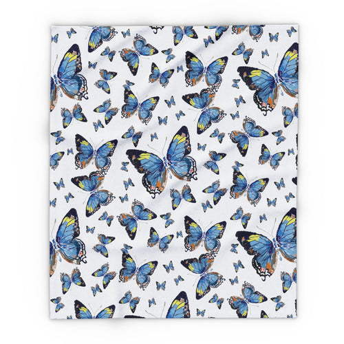 Butterfly Flutter Arctic Fleece Blankets - Blue Cava