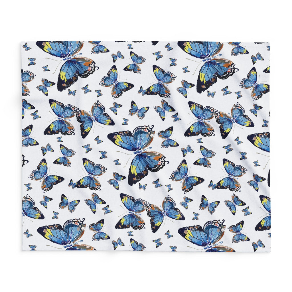Butterfly Flutter Arctic Fleece Blankets - Blue Cava