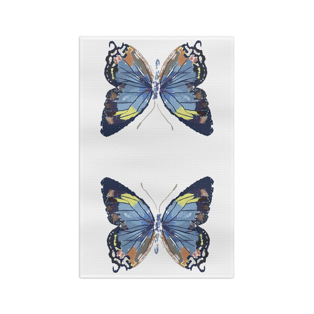 Butterfly Microfiber Waffle Kitchen Towel - Blue Cava