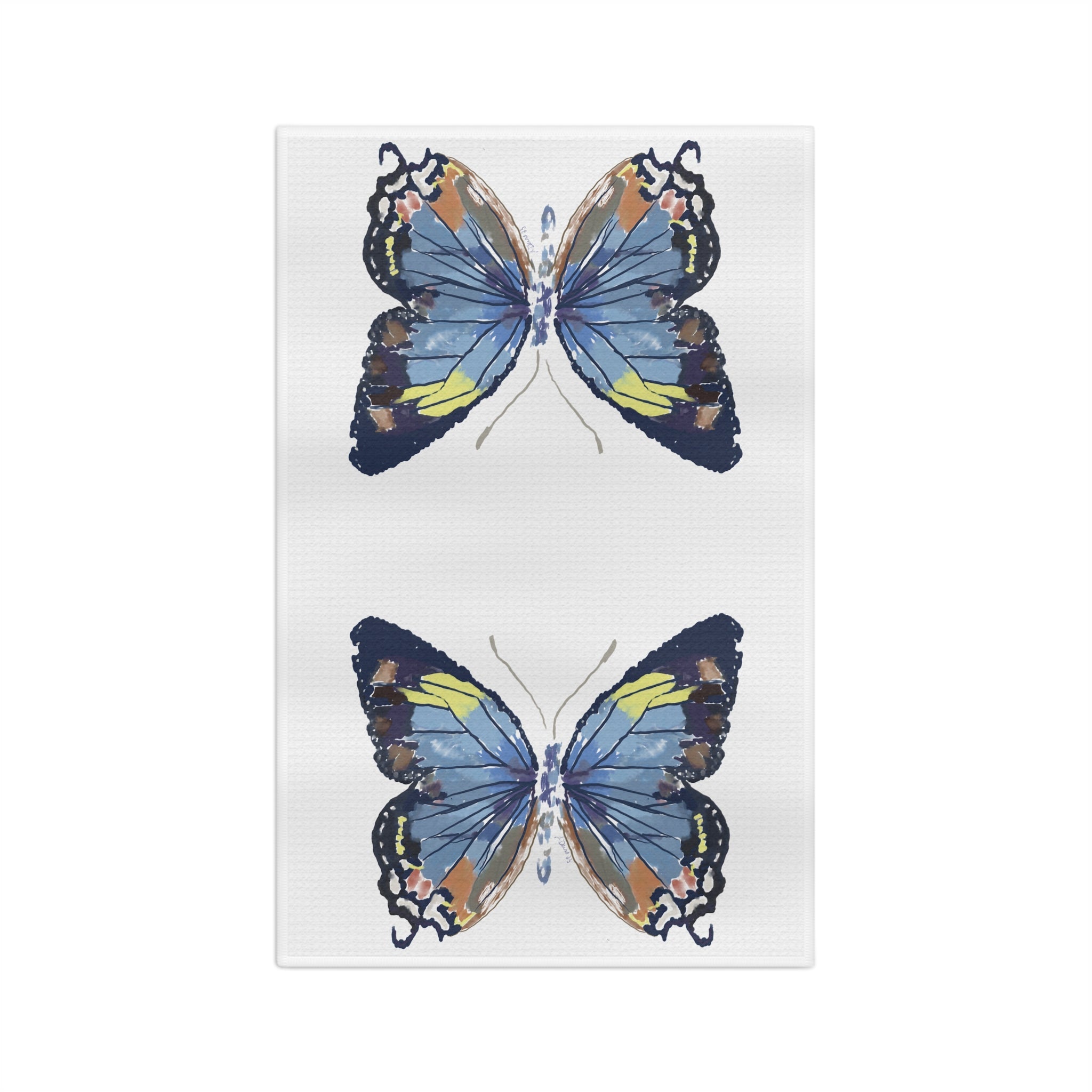 Butterfly Microfiber Waffle Kitchen Towel - Blue Cava