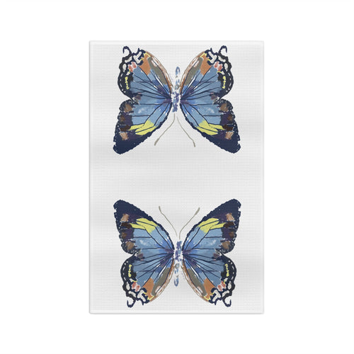 Butterfly Microfiber Waffle Kitchen Towel - Blue Cava