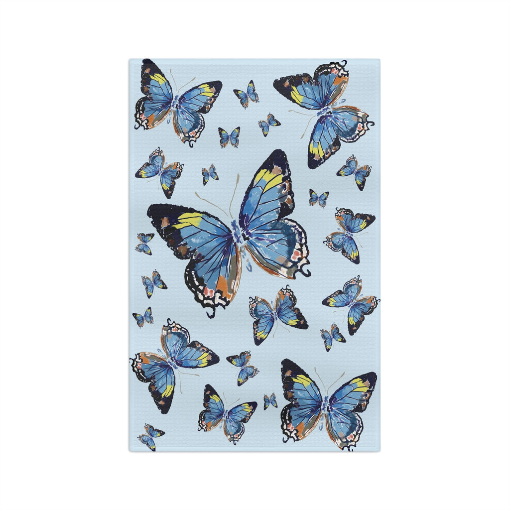 Butterfly Microfiber Waffle Kitchen Towel - Blue Cava