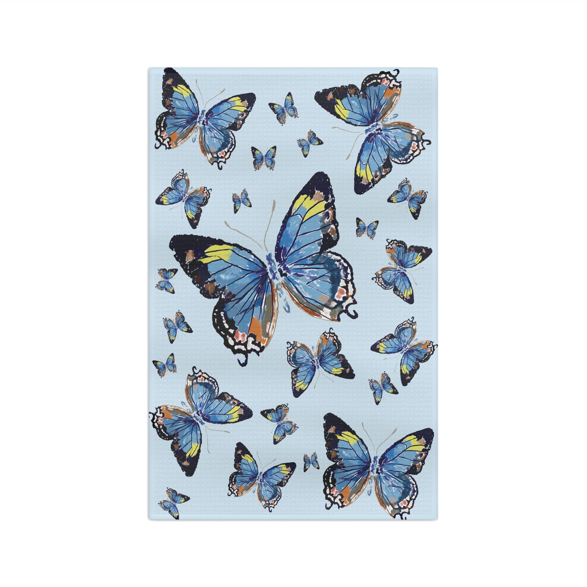 Butterfly Microfiber Waffle Kitchen Towel - Blue Cava