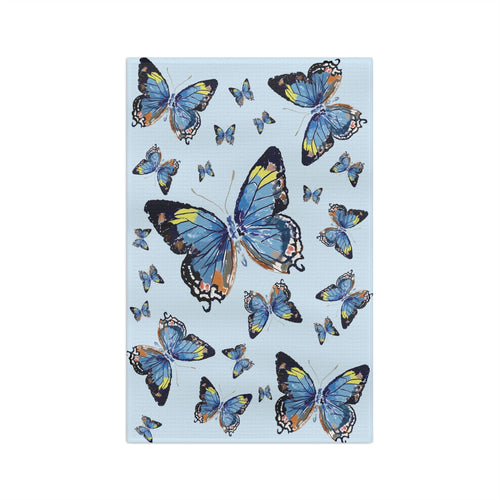 Butterfly Microfiber Waffle Kitchen Towel - Blue Cava