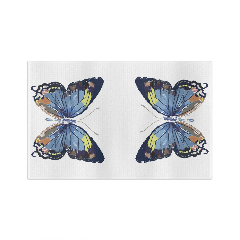 Butterfly Microfiber Waffle Kitchen Towel - Blue Cava