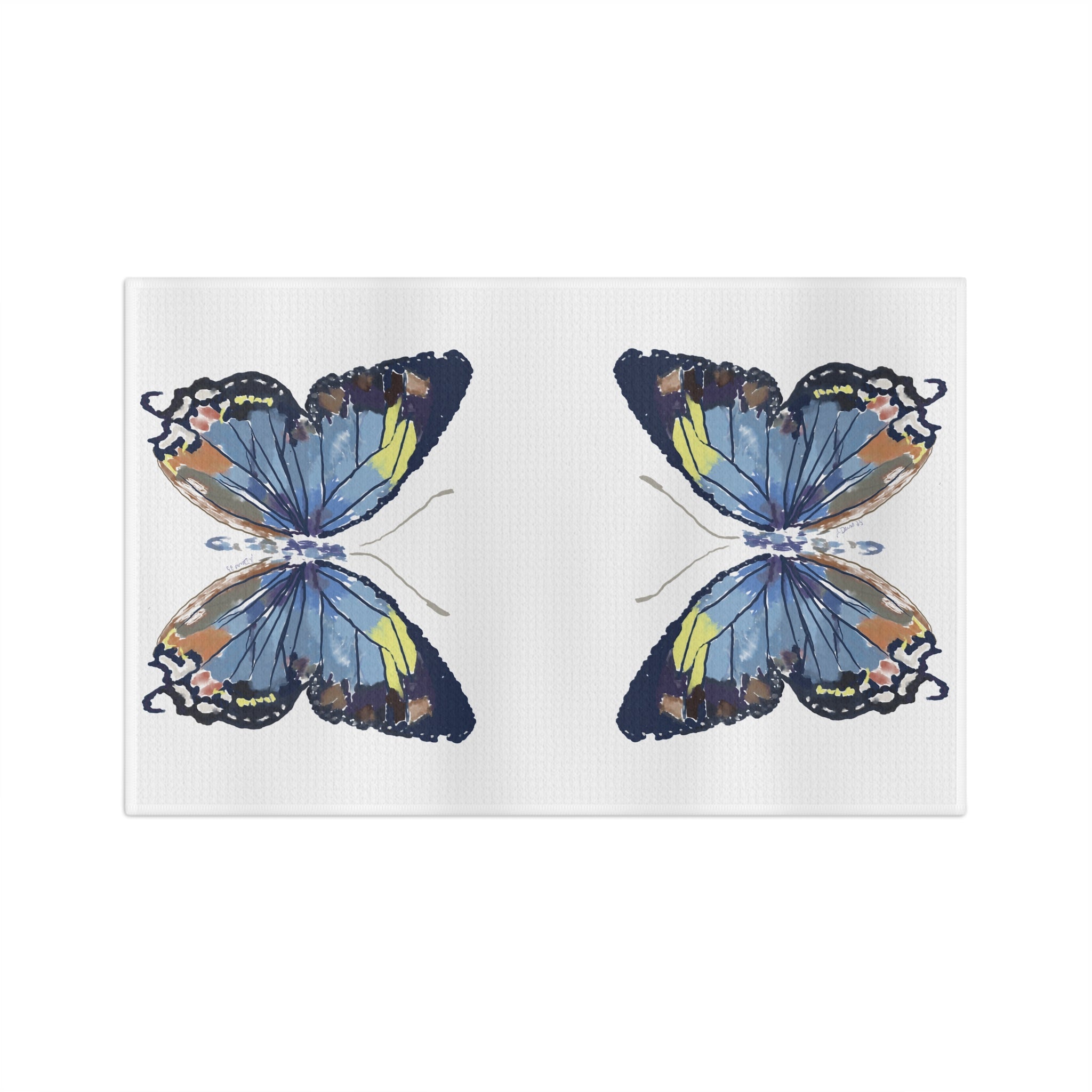 Butterfly Microfiber Waffle Kitchen Towel - Blue Cava