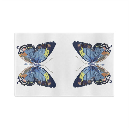 Butterfly Microfiber Waffle Kitchen Towel - Blue Cava