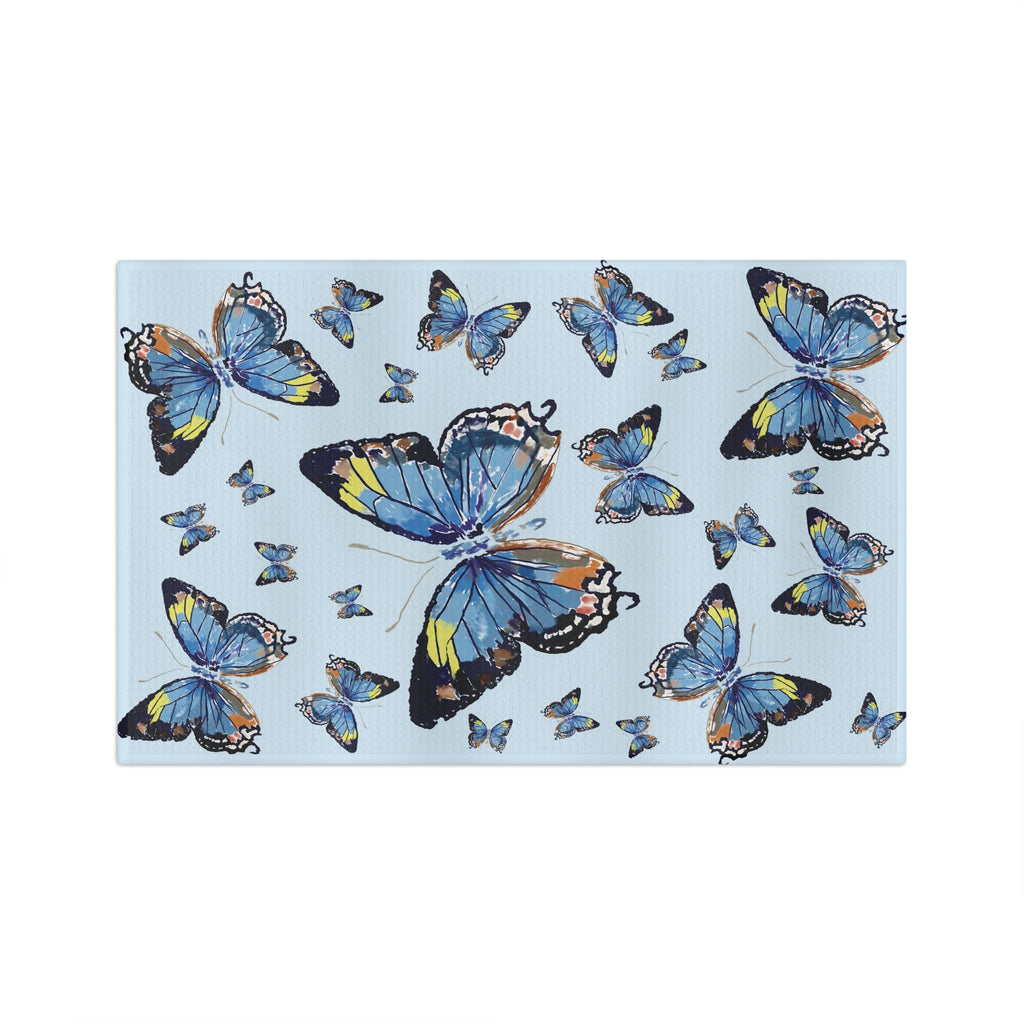 Butterfly Microfiber Waffle Kitchen Towel - Blue Cava