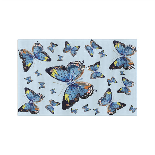 Butterfly Microfiber Waffle Kitchen Towel - Blue Cava