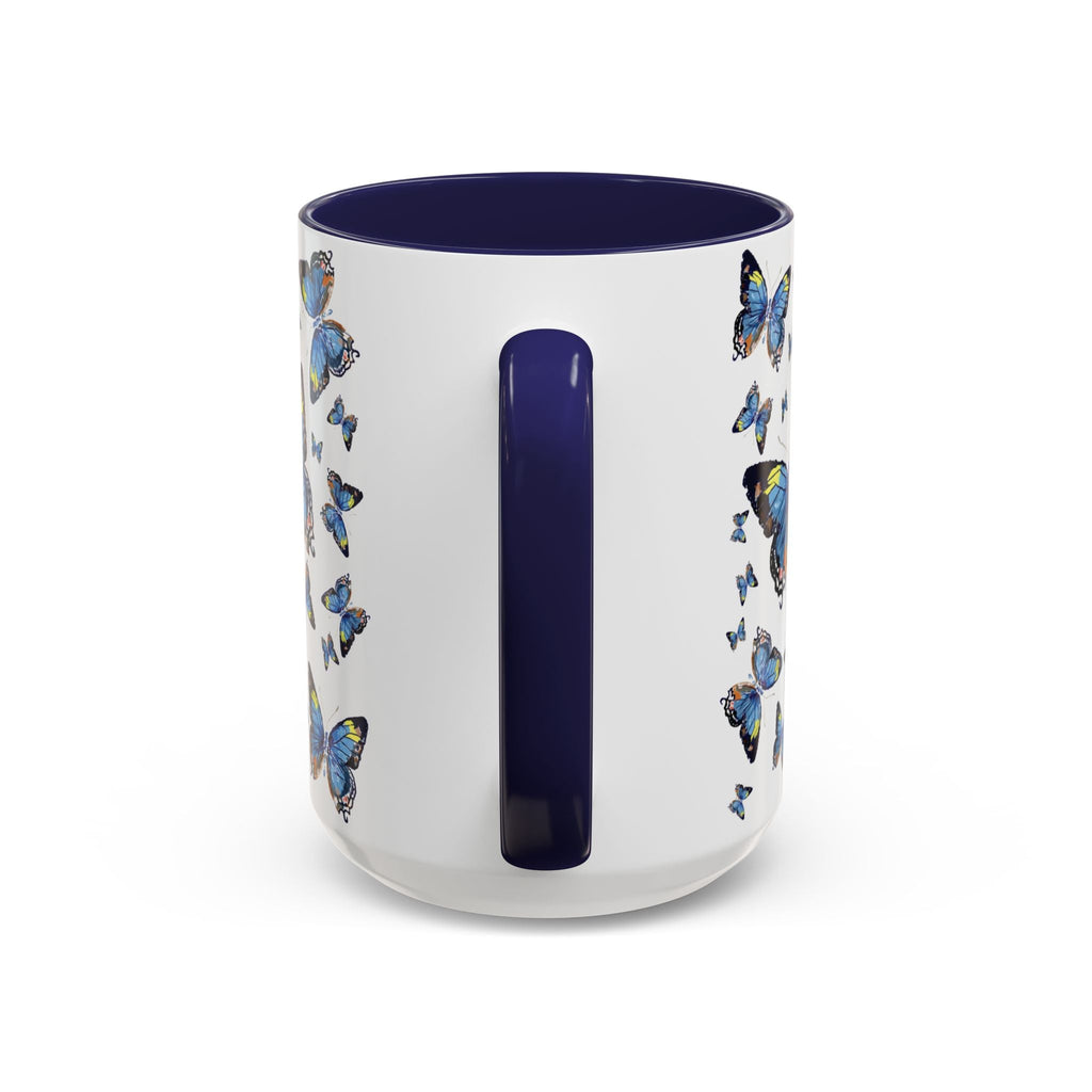 Butterfly Two Tone Ceramic Coffee Mugs - Blue Cava