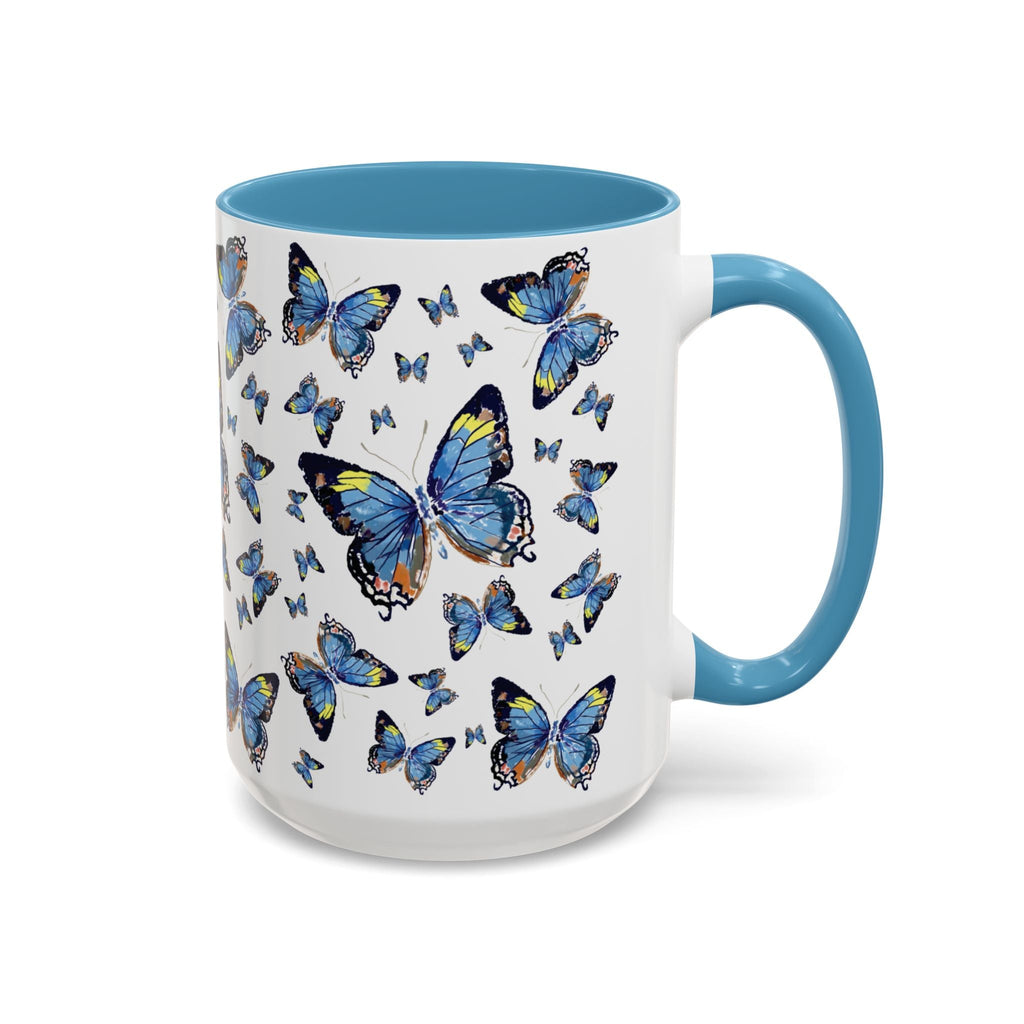 Butterfly Two Tone Ceramic Coffee Mugs - Blue Cava