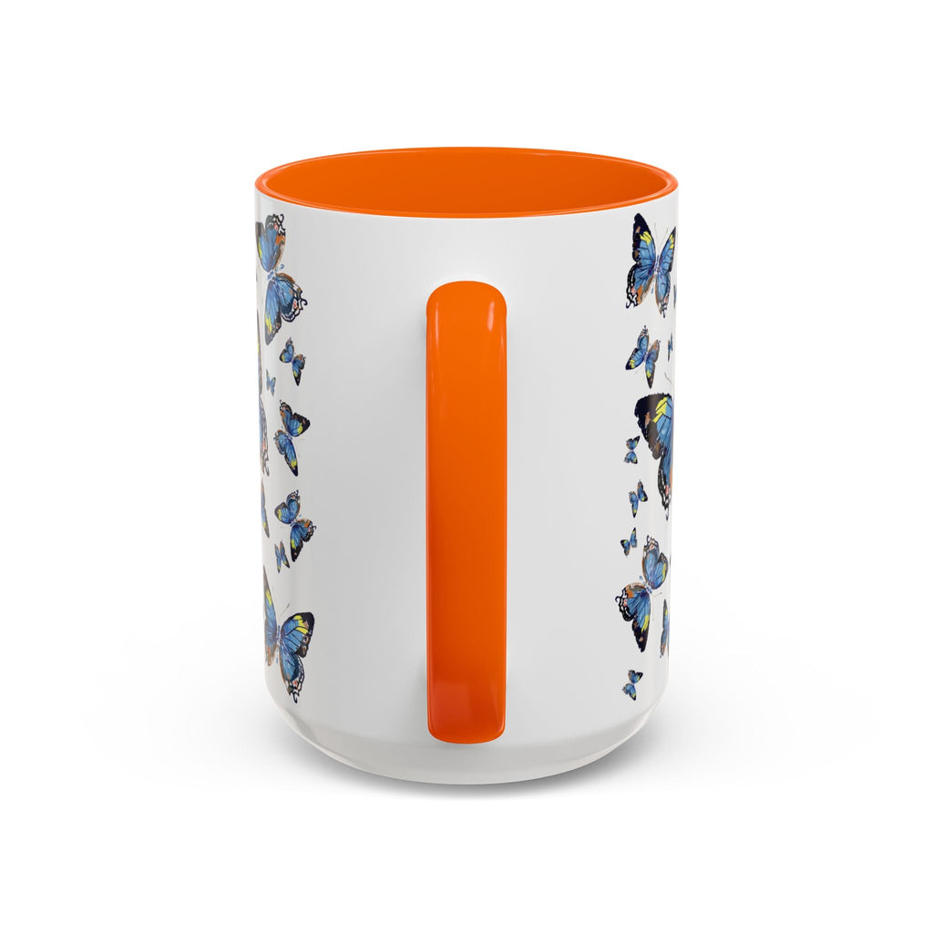 Butterfly Two Tone Ceramic Coffee Mugs - Blue Cava