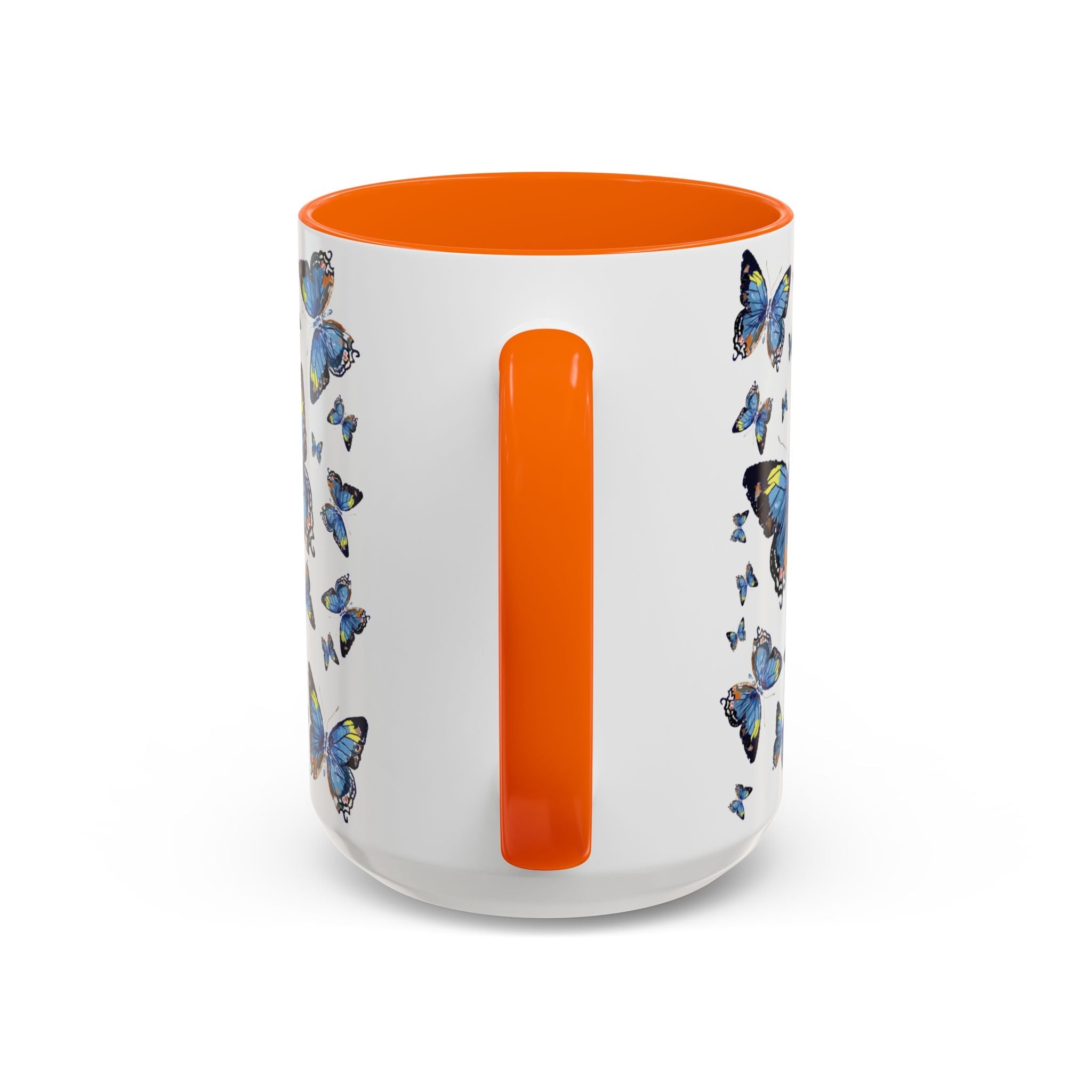Butterfly Two Tone Ceramic Coffee Mugs - Blue Cava