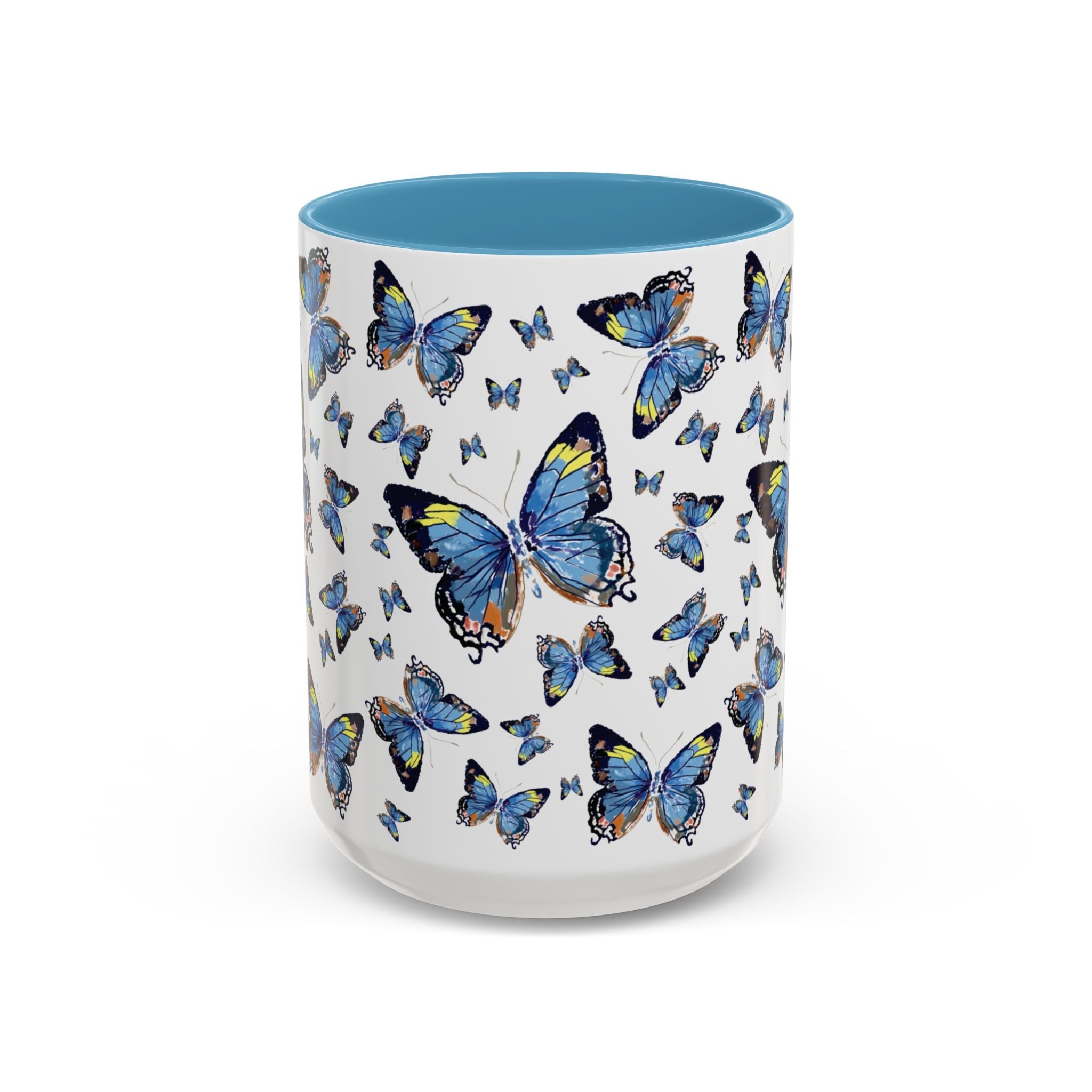 Butterfly Two Tone Ceramic Coffee Mugs - Blue Cava