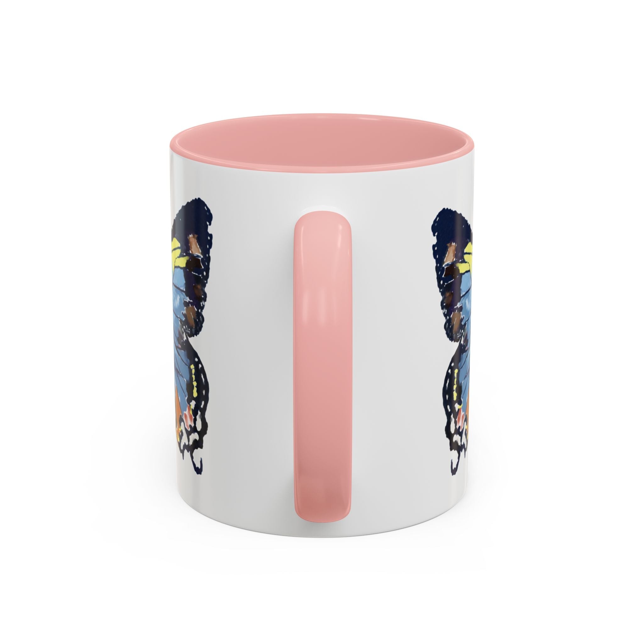 Butterfly Two Tone Ceramic Coffee Mug available in 11 oz or 15 oz with multiple color options - Blue Cava