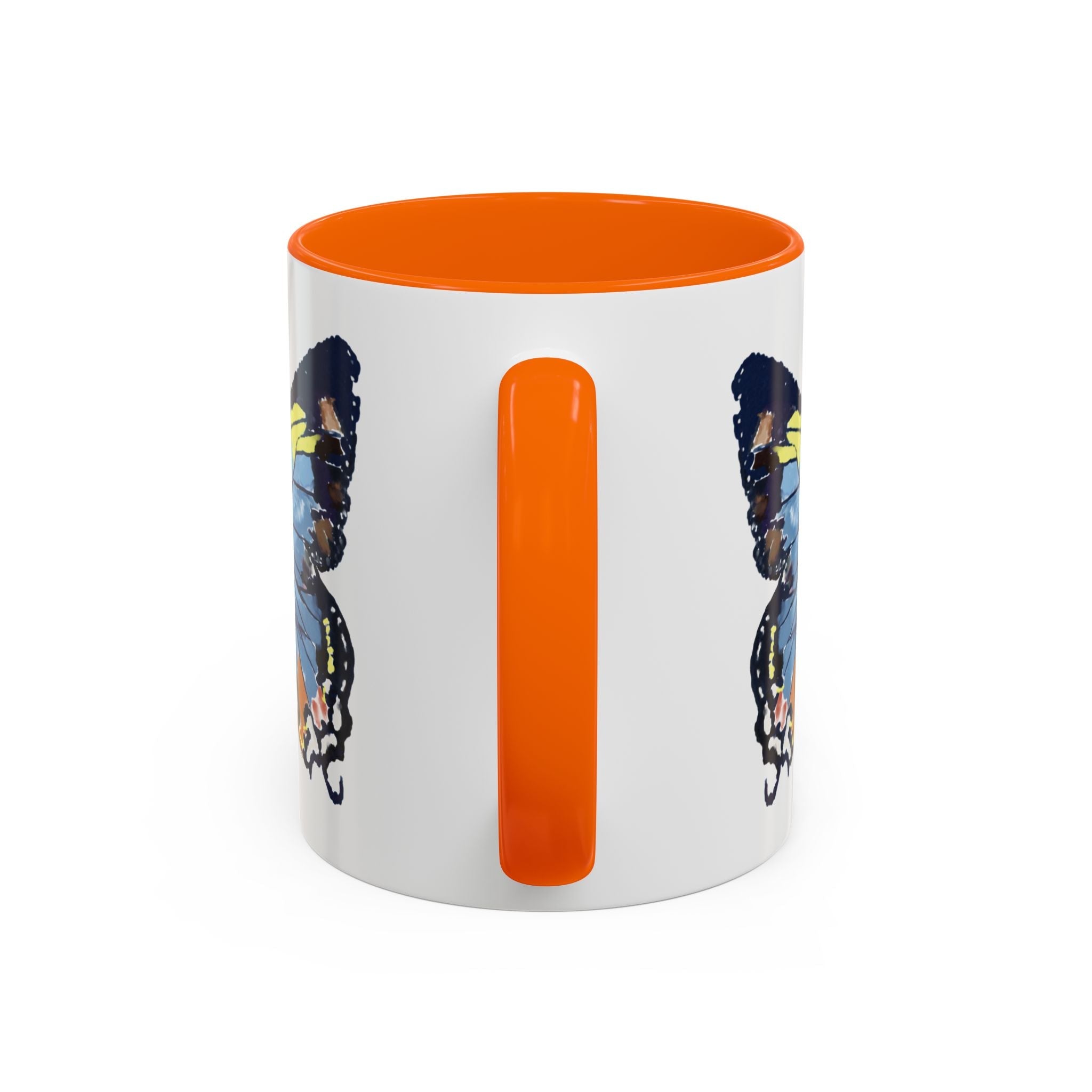 Butterfly Two Tone Ceramic Coffee Mug available in 11 oz or 15 oz with multiple color options - Blue Cava
