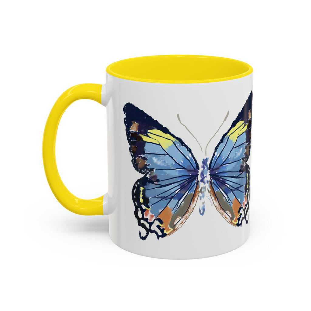 Butterfly Two Tone Ceramic Coffee Mug available in 11 oz or 15 oz with multiple color options - Blue Cava