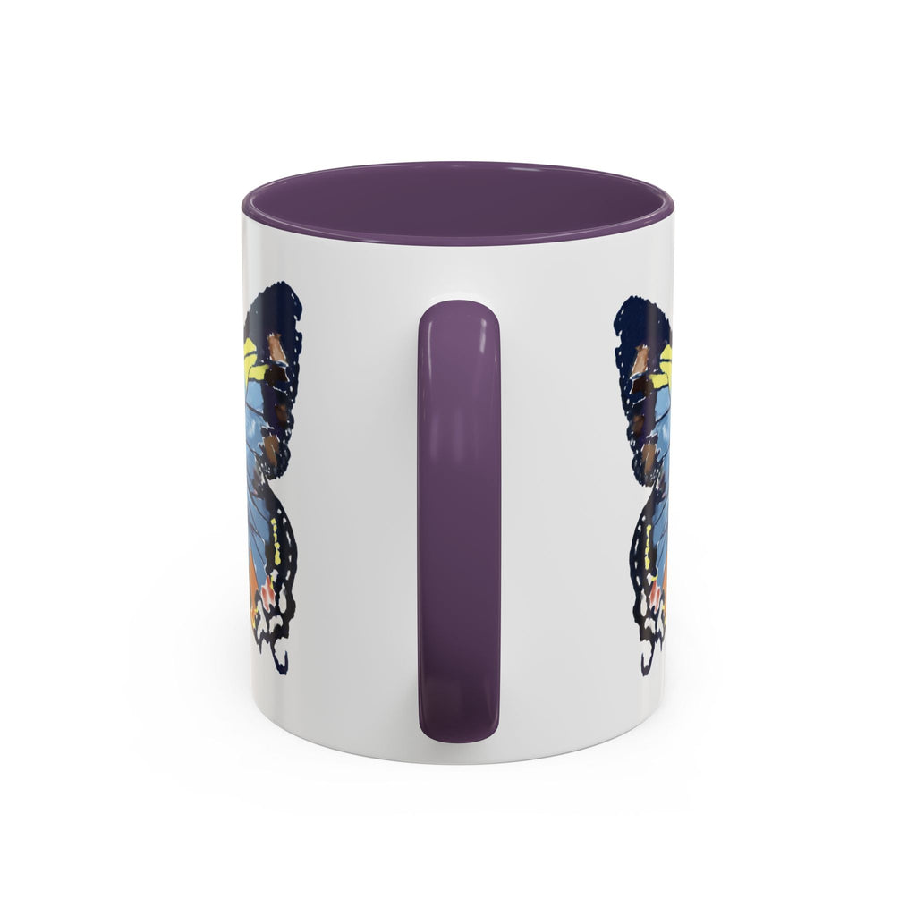 Butterfly Two Tone Ceramic Coffee Mug available in 11 oz or 15 oz with multiple color options - Blue Cava