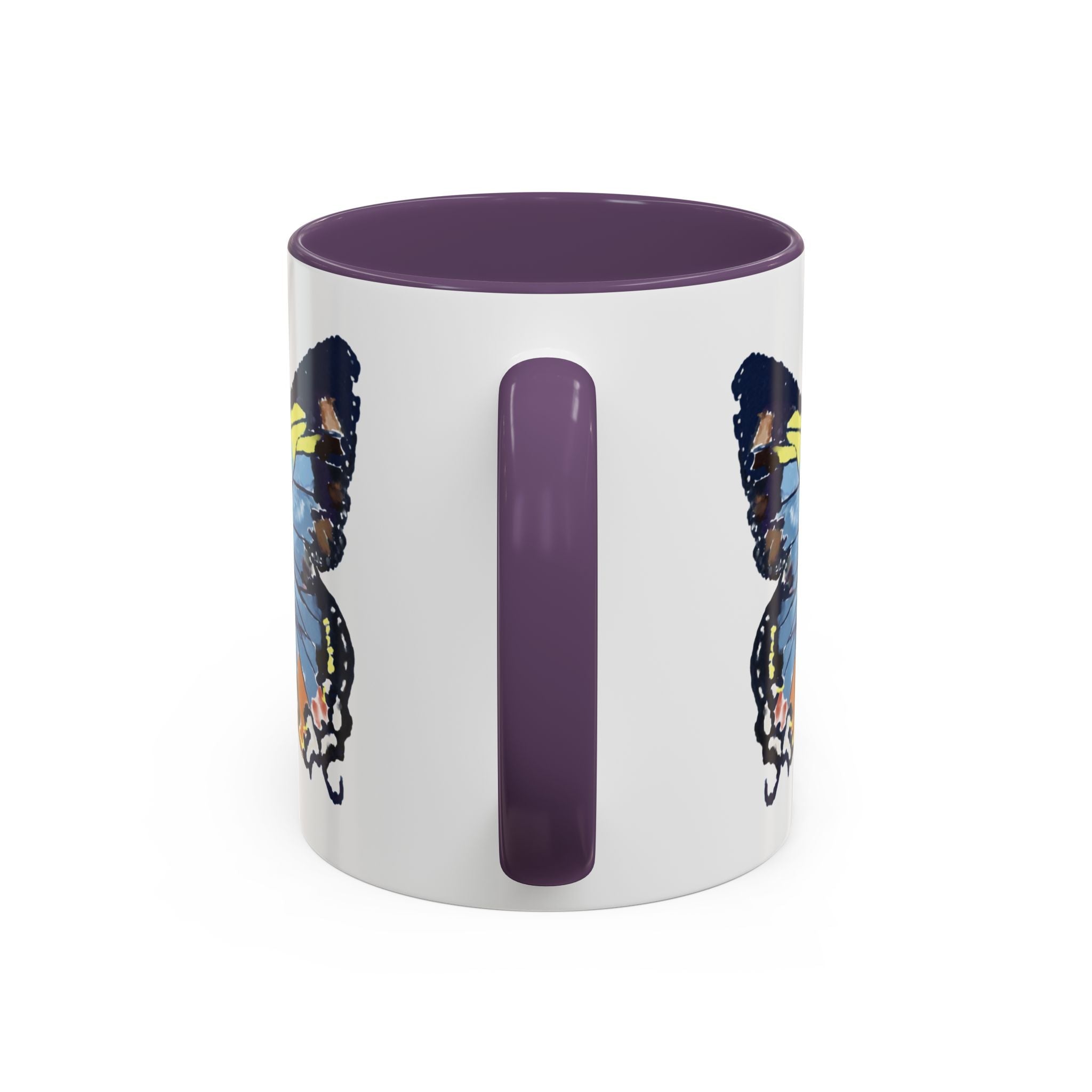 Butterfly Two Tone Ceramic Coffee Mug available in 11 oz or 15 oz with multiple color options - Blue Cava