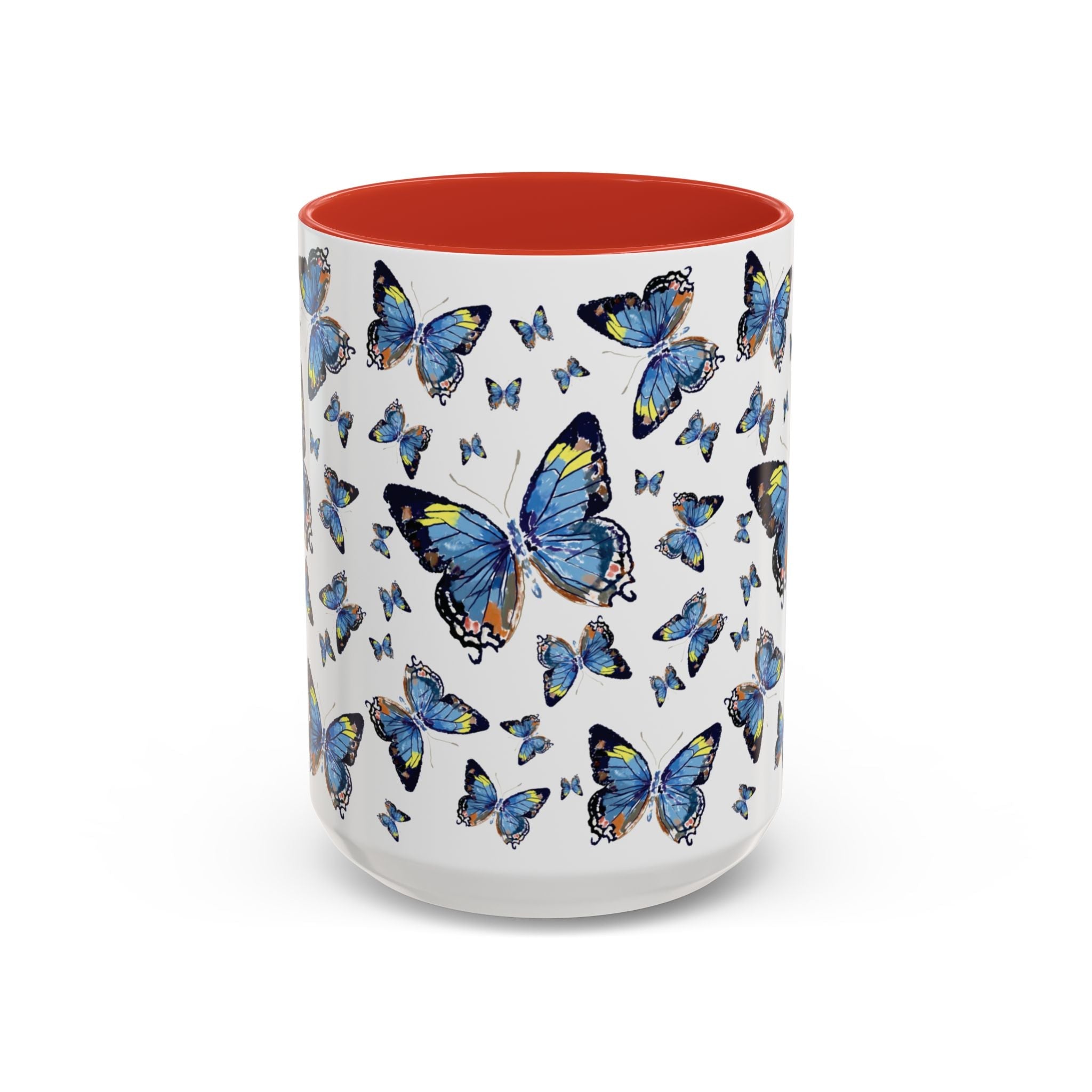 Butterfly Two Tone Ceramic Coffee Mugs - Blue Cava