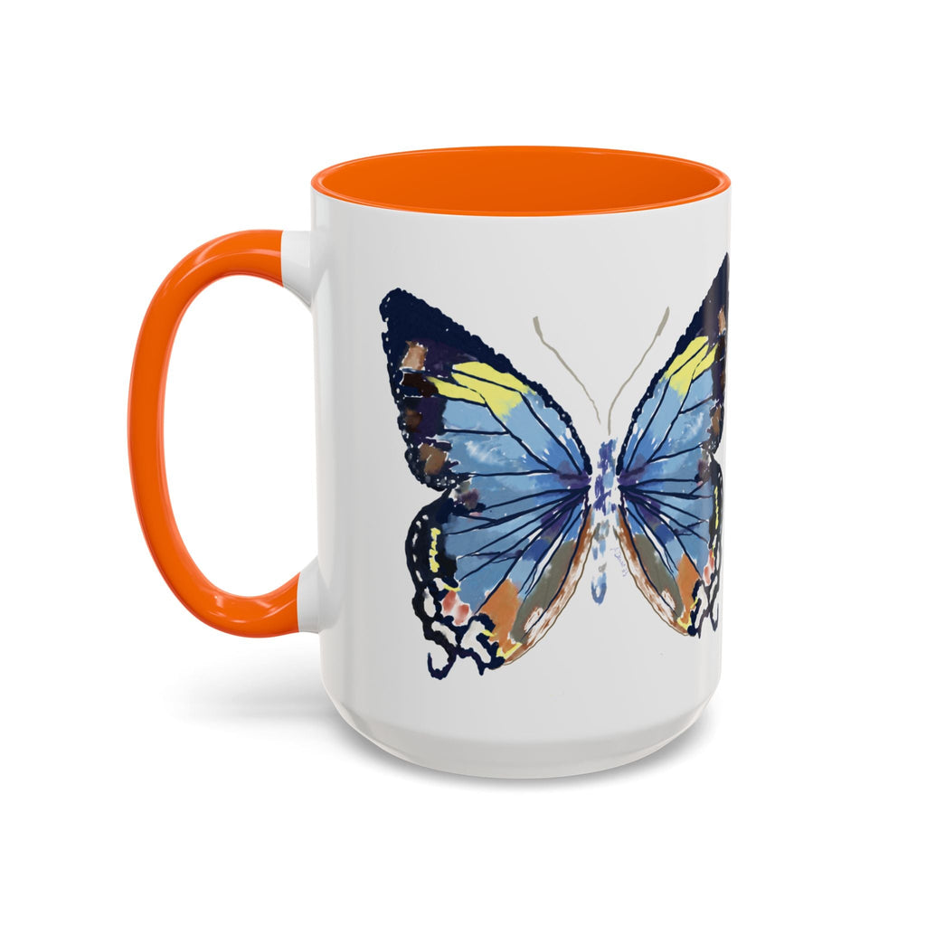 Butterfly Two Tone Ceramic Coffee Mug available in 11 oz or 15 oz with multiple color options - Blue Cava