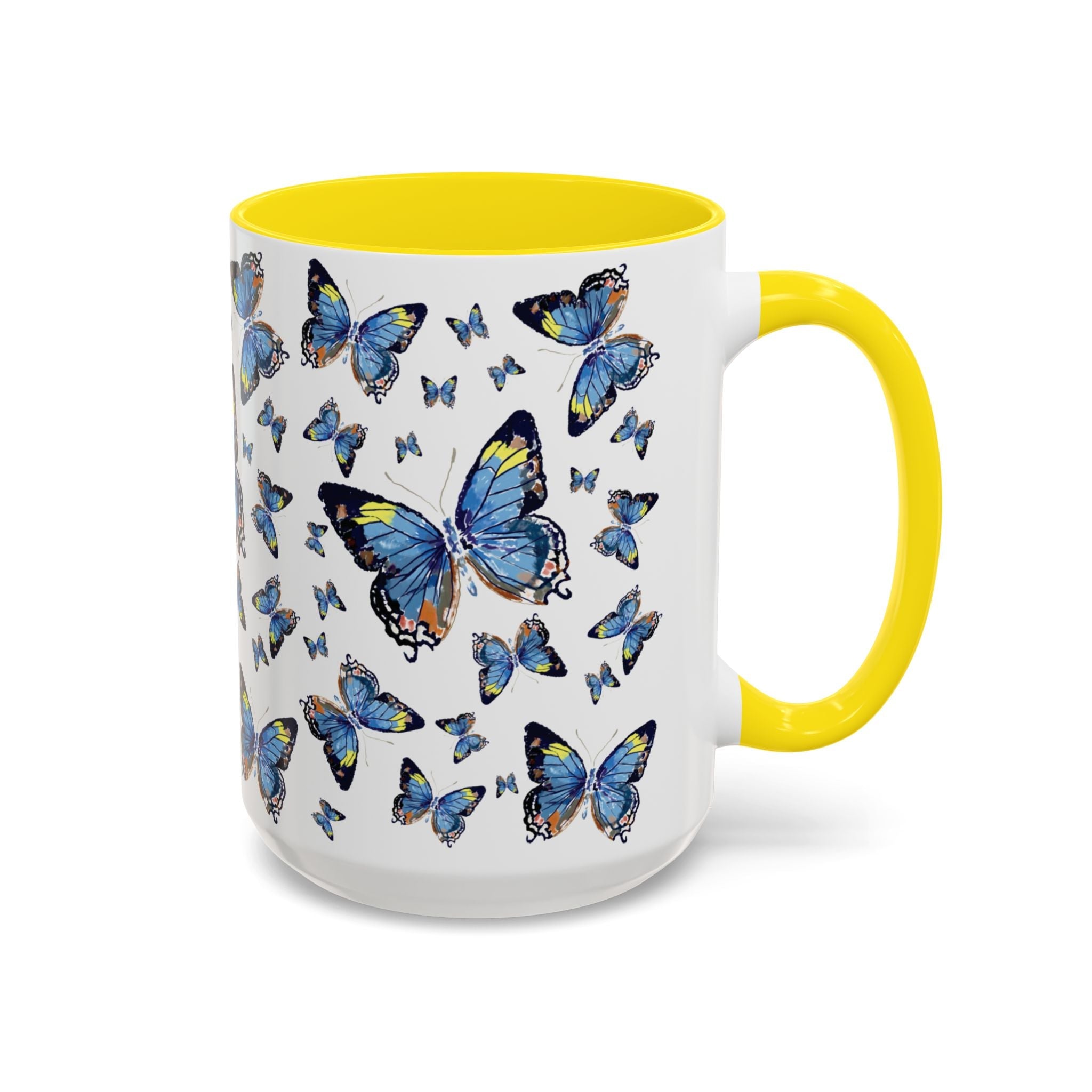 Butterfly Two Tone Ceramic Coffee Mugs - Blue Cava