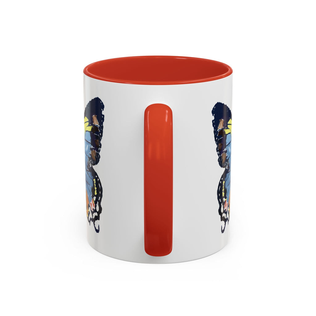 Butterfly Two Tone Ceramic Coffee Mug available in 11 oz or 15 oz with multiple color options - Blue Cava