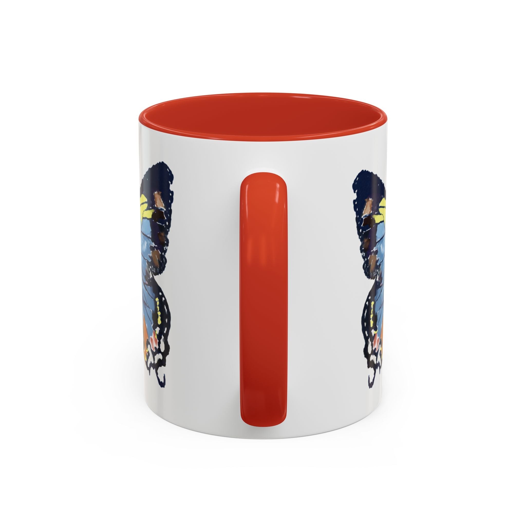 Butterfly Two Tone Ceramic Coffee Mug available in 11 oz or 15 oz with multiple color options - Blue Cava