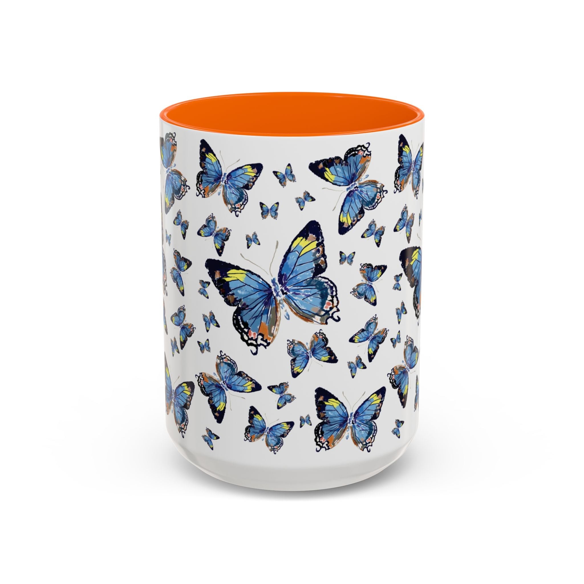 Butterfly Two Tone Ceramic Coffee Mugs - Blue Cava