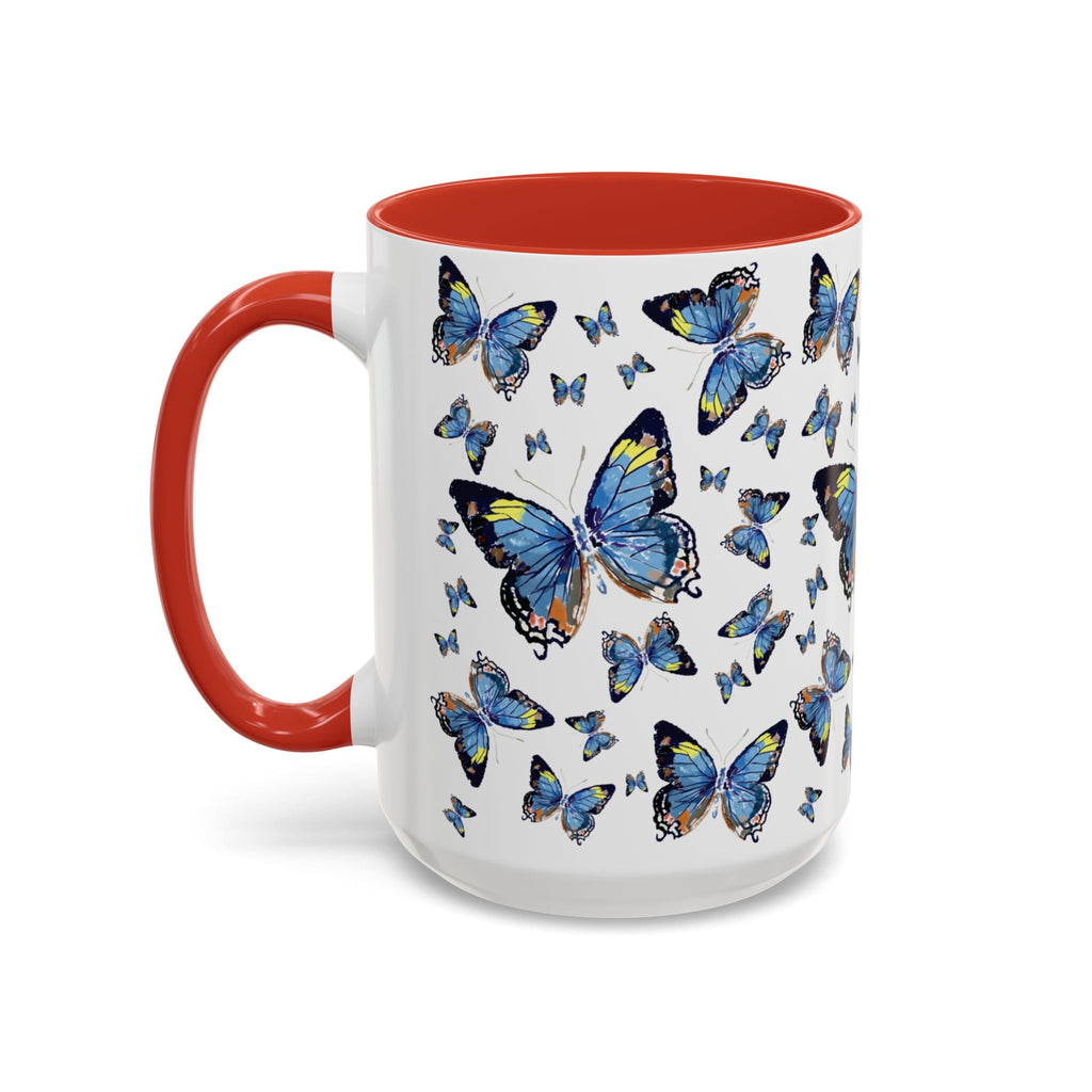 Butterfly Two Tone Ceramic Coffee Mugs - Blue Cava