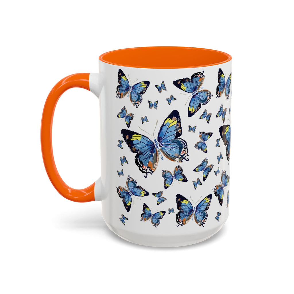 Butterfly Two Tone Ceramic Coffee Mugs - Blue Cava