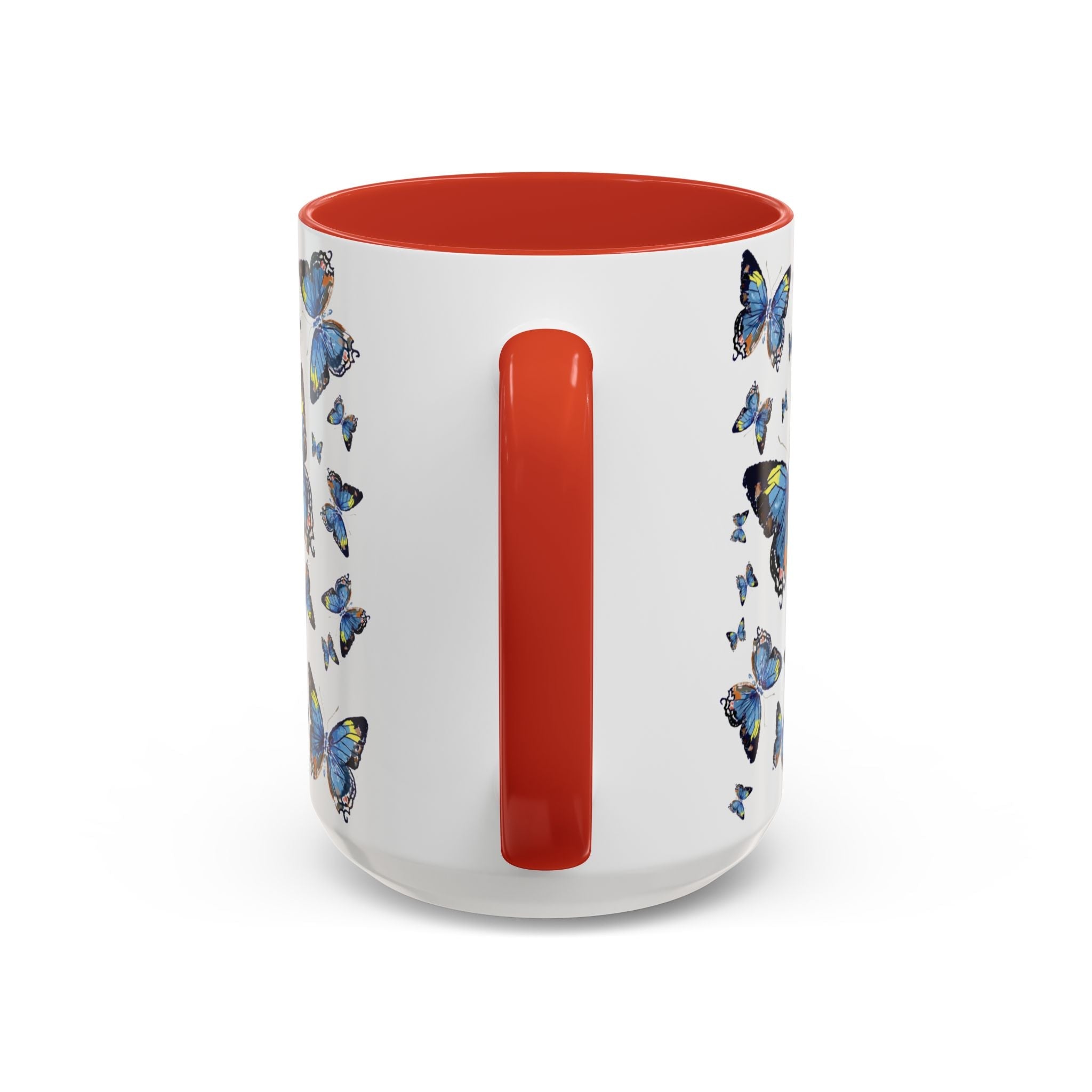 Butterfly Two Tone Ceramic Coffee Mugs - Blue Cava