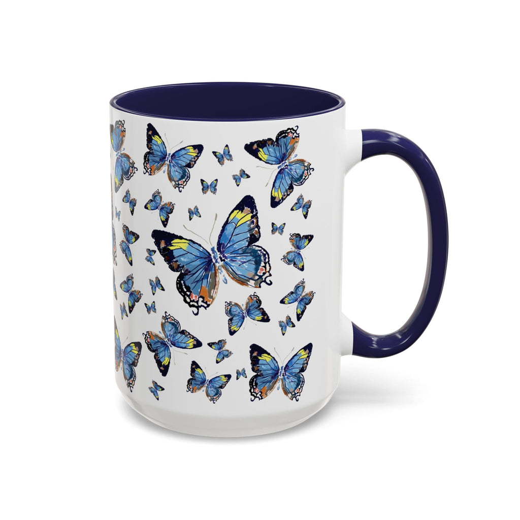 Butterfly Two Tone Ceramic Coffee Mugs - Blue Cava