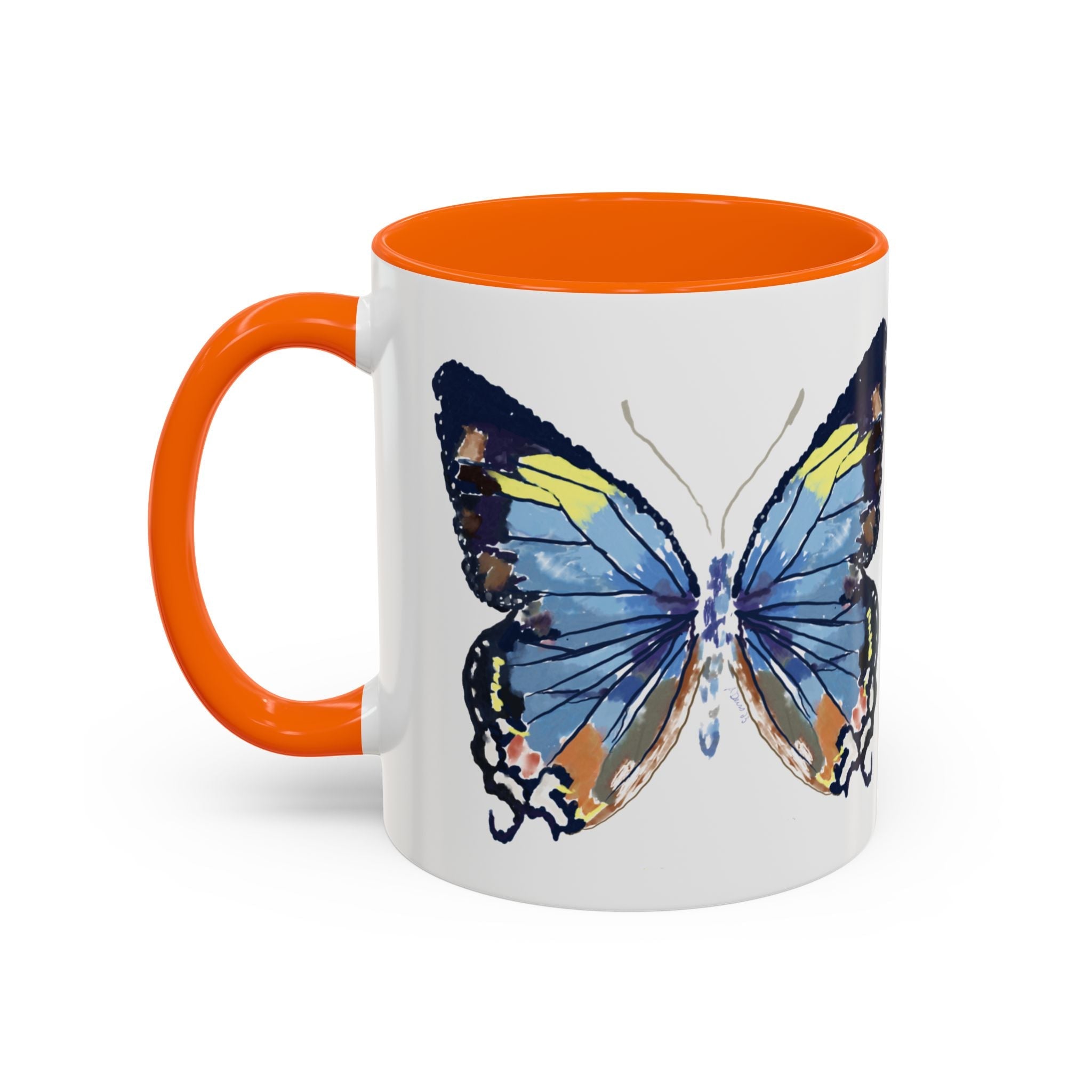 Butterfly Two Tone Ceramic Coffee Mug available in 11 oz or 15 oz with multiple color options - Blue Cava