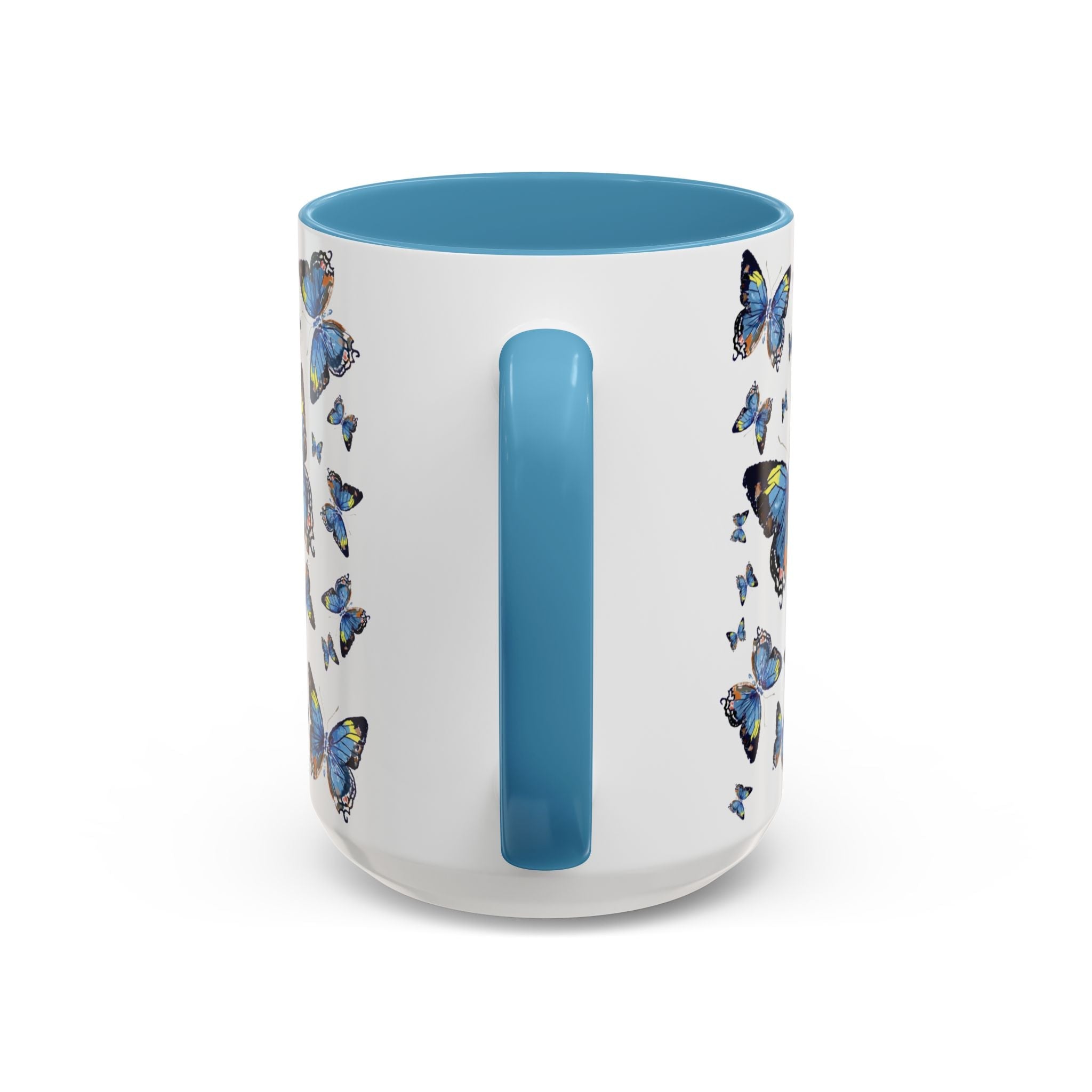 Butterfly Two Tone Ceramic Coffee Mugs - Blue Cava