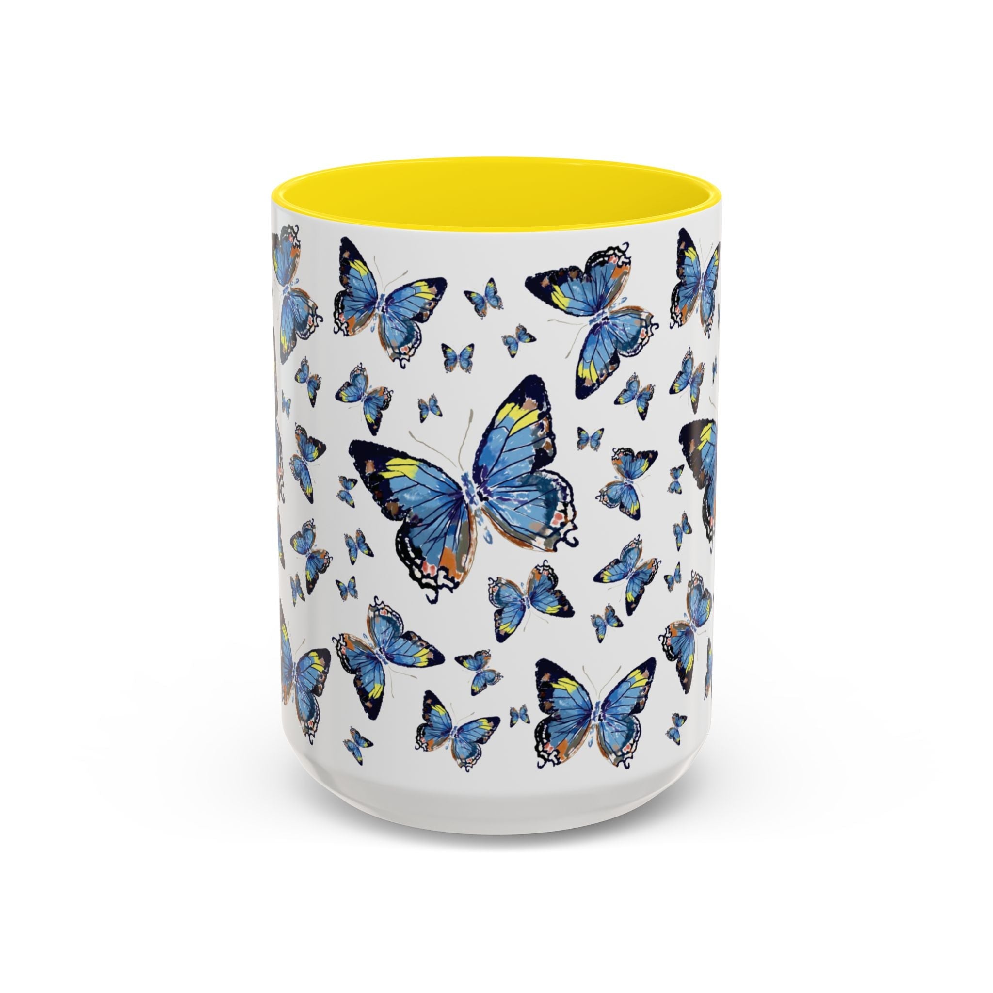 Butterfly Two Tone Ceramic Coffee Mugs - Blue Cava