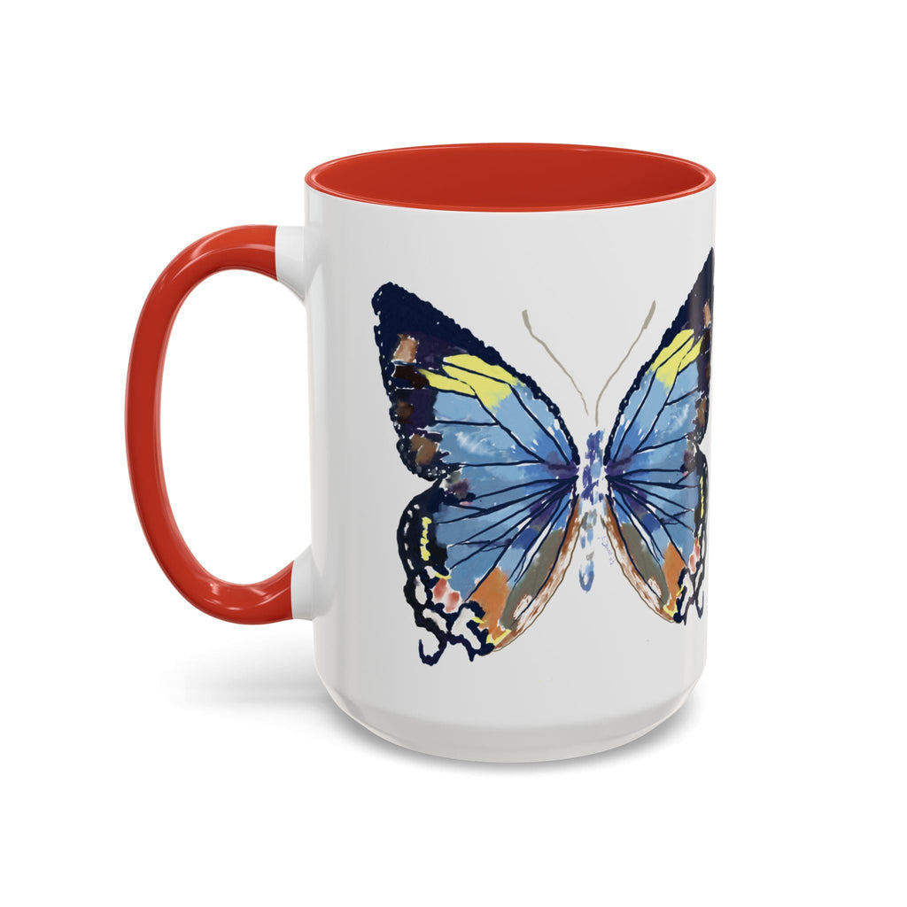 Butterfly Two Tone Ceramic Coffee Mug available in 11 oz or 15 oz with multiple color options - Blue Cava
