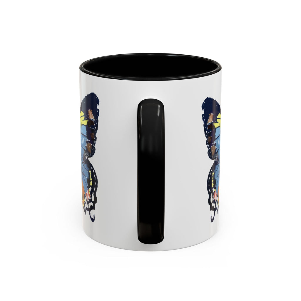 Butterfly Two Tone Ceramic Coffee Mug available in 11 oz or 15 oz with multiple color options - Blue Cava