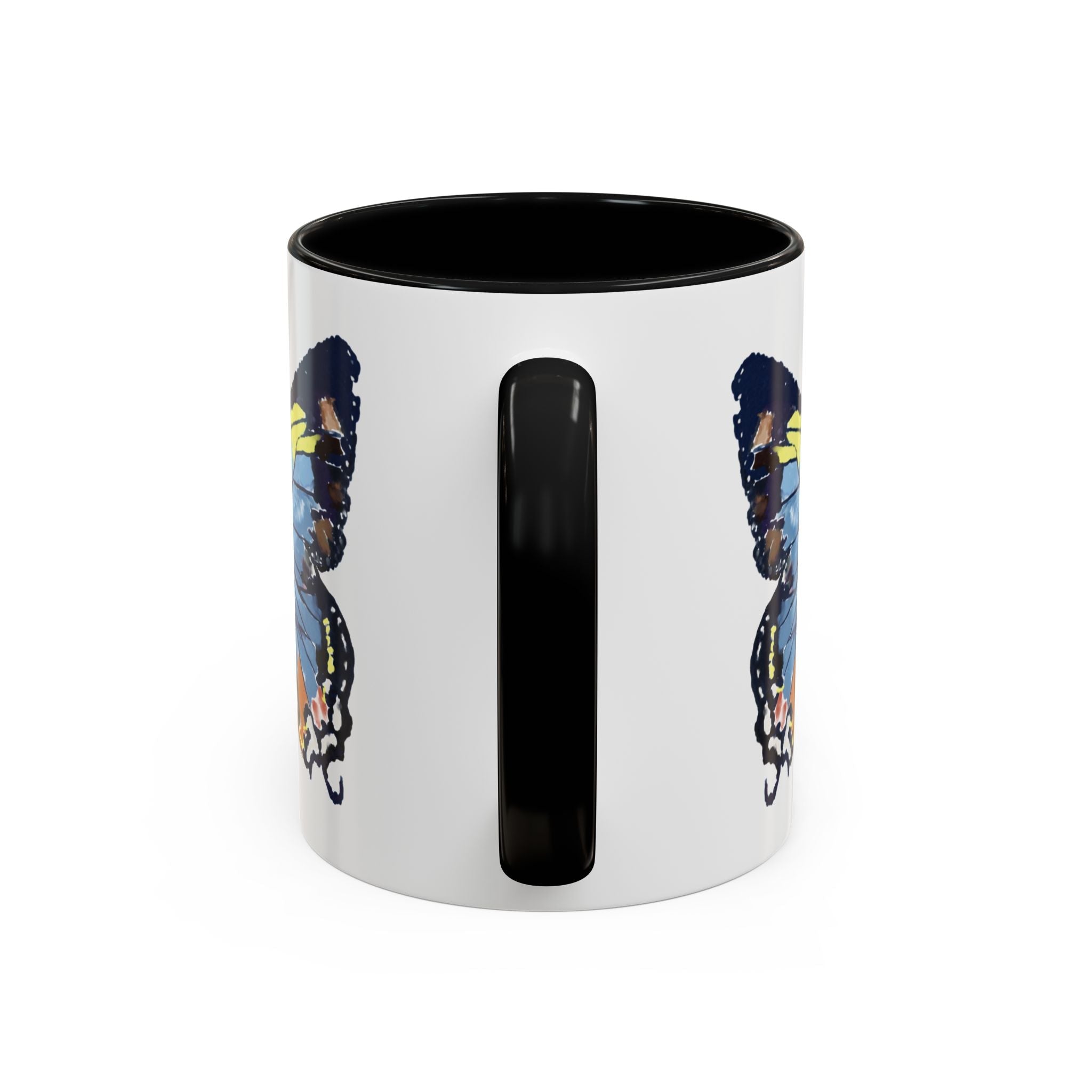 Butterfly Two Tone Ceramic Coffee Mug available in 11 oz or 15 oz with multiple color options - Blue Cava
