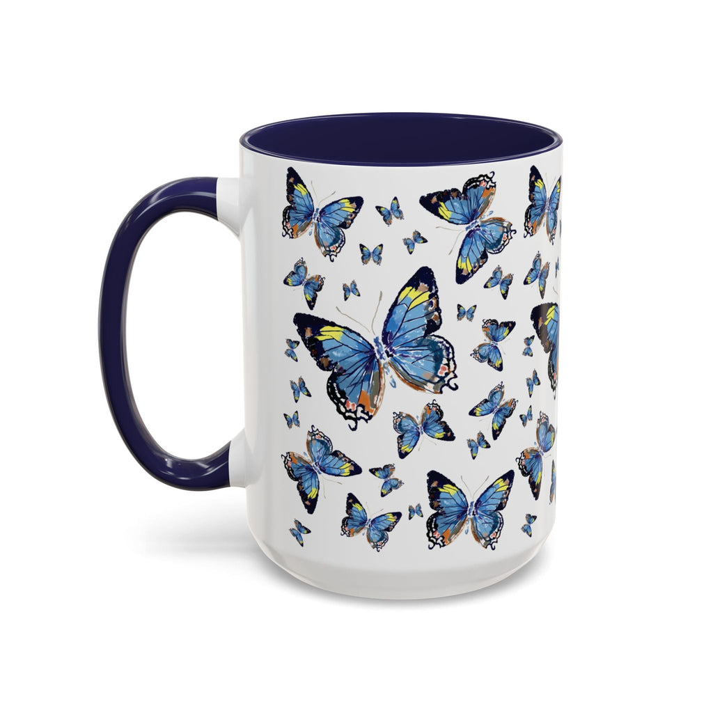 Butterfly Two Tone Ceramic Coffee Mugs - Blue Cava