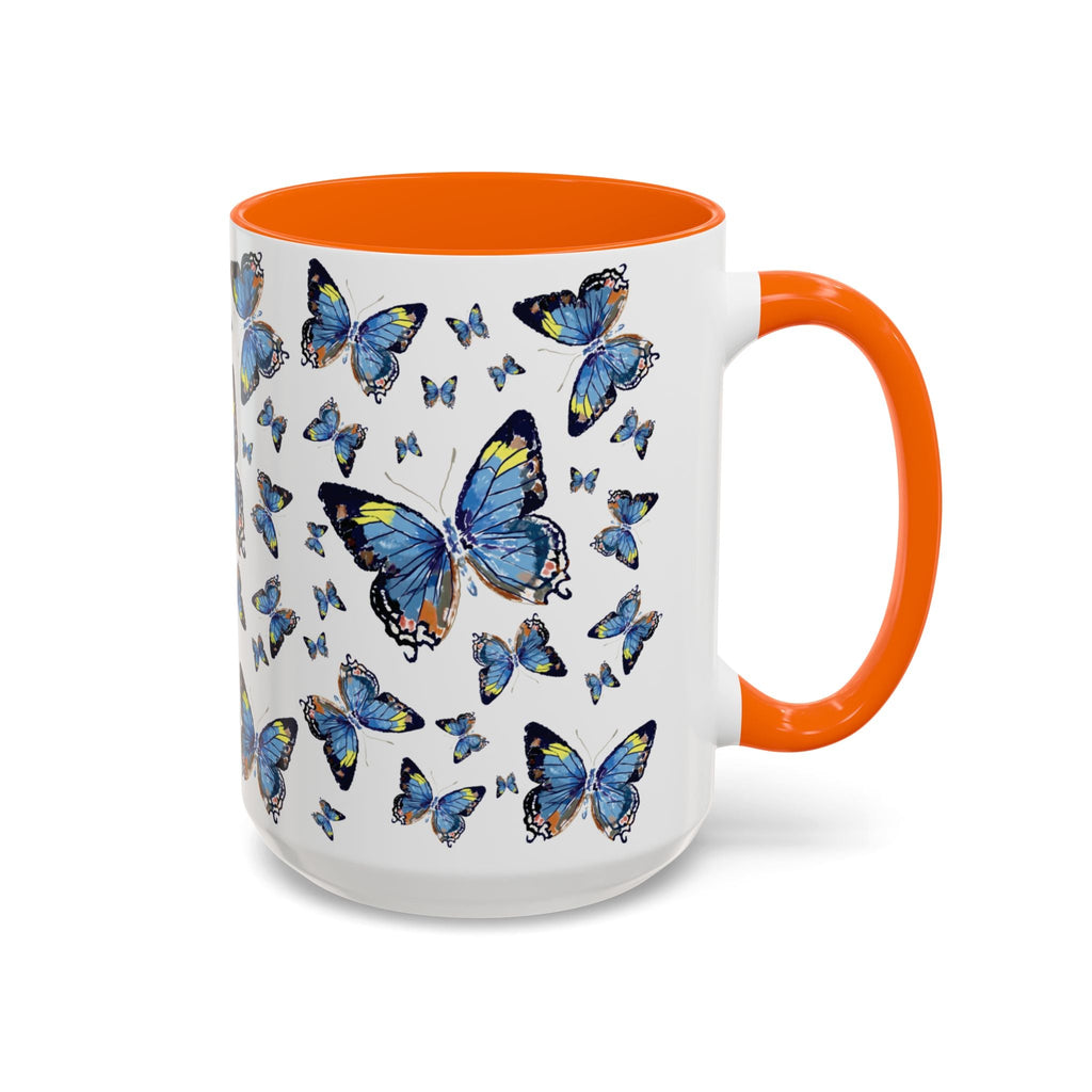Butterfly Two Tone Ceramic Coffee Mugs - Blue Cava