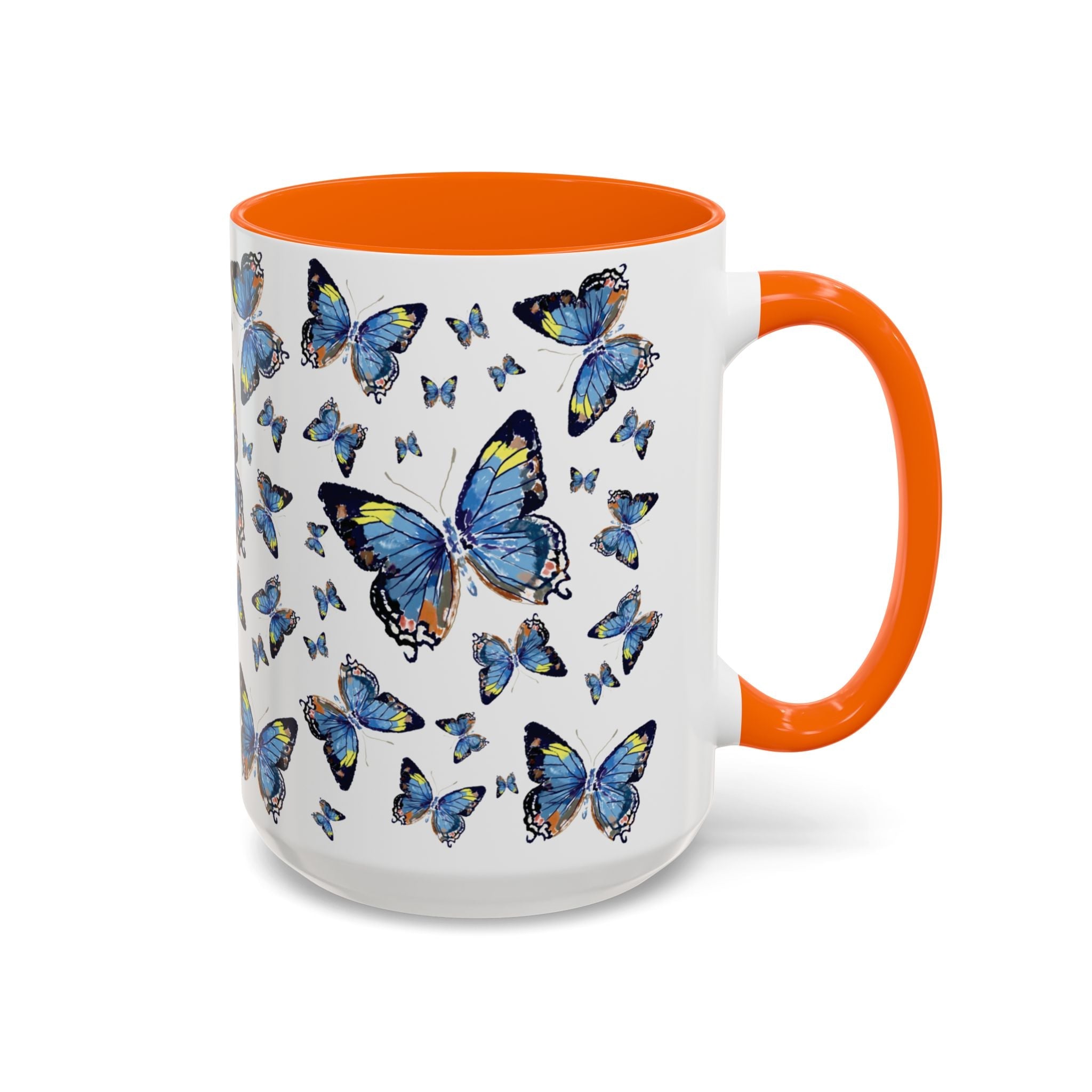 Butterfly Two Tone Ceramic Coffee Mugs - Blue Cava