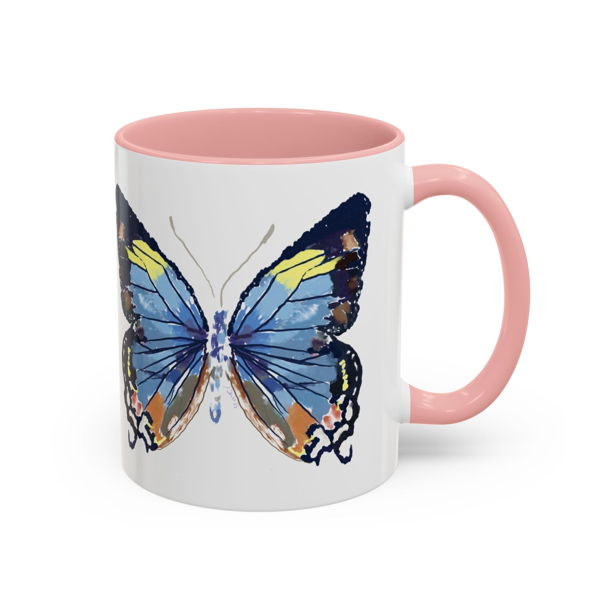 Butterfly Two Tone Ceramic Coffee Mug available in 11 oz or 15 oz with multiple color options - Blue Cava
