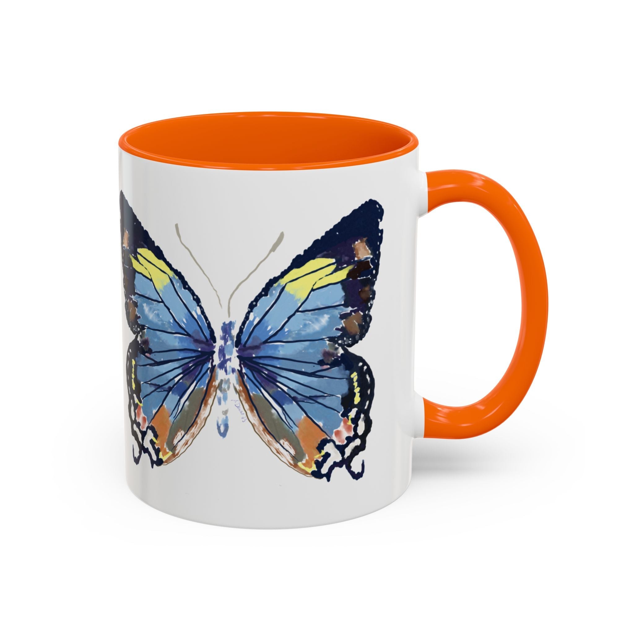Butterfly Two Tone Ceramic Coffee Mug available in 11 oz or 15 oz with multiple color options - Blue Cava