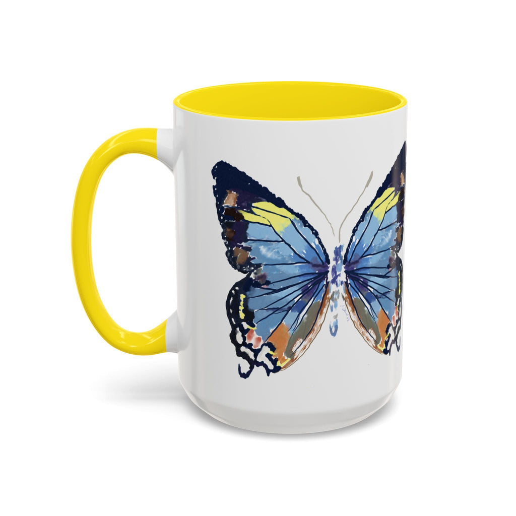 Butterfly Two Tone Ceramic Coffee Mug available in 11 oz or 15 oz with multiple color options - Blue Cava
