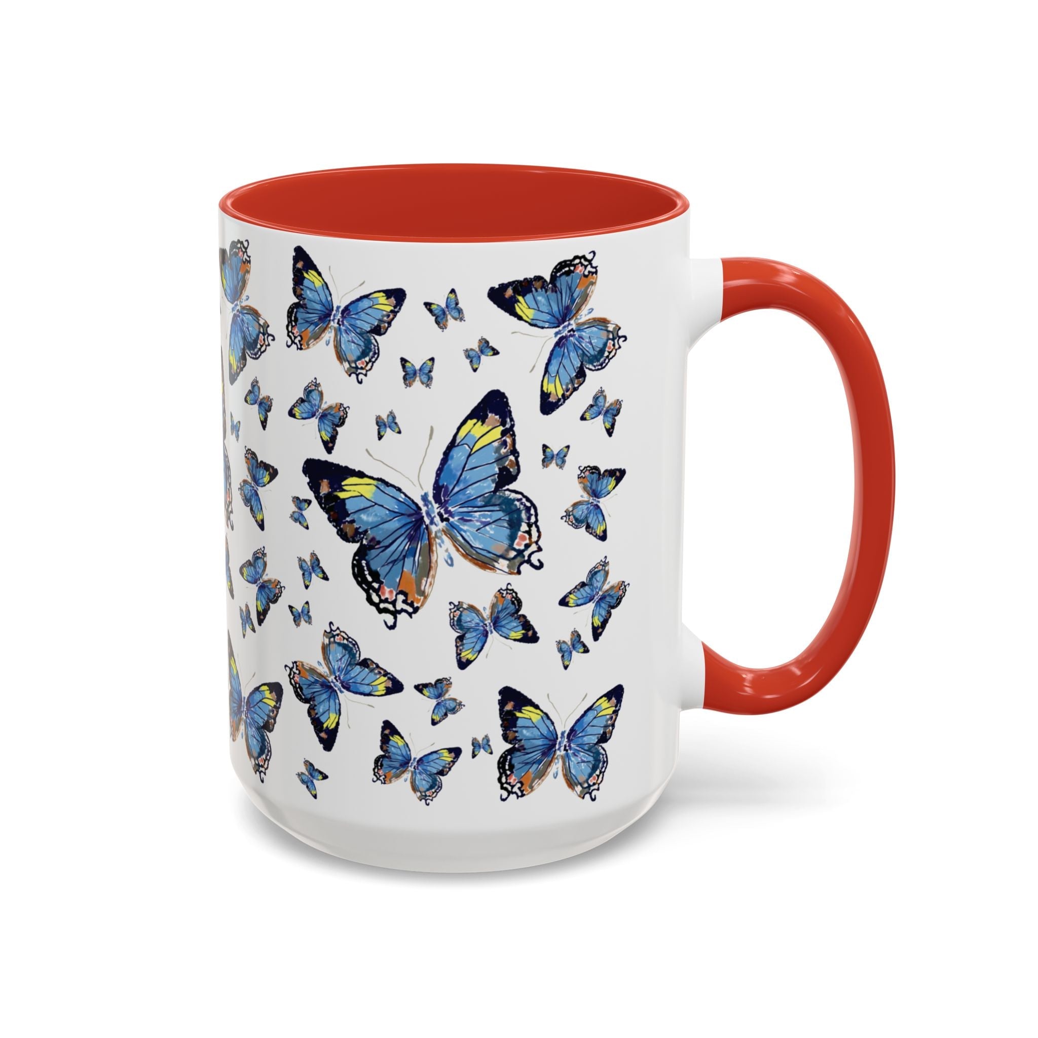 Butterfly Two Tone Ceramic Coffee Mugs - Blue Cava