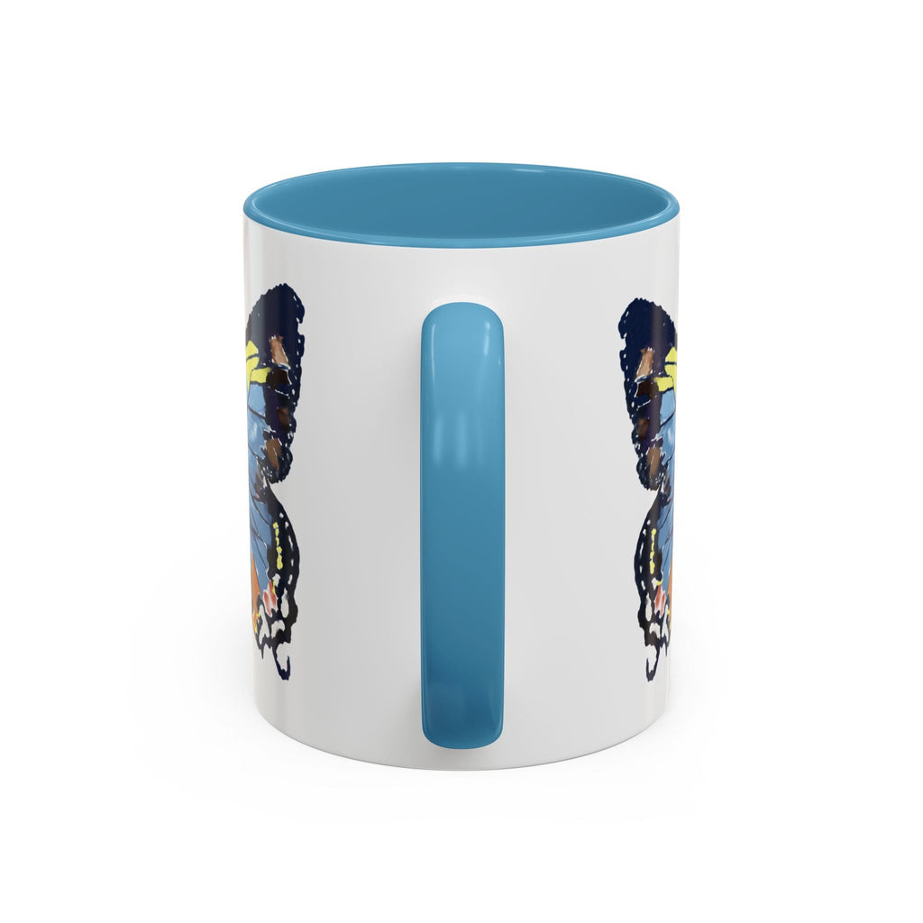 Butterfly Two Tone Ceramic Coffee Mug available in 11 oz or 15 oz with multiple color options - Blue Cava
